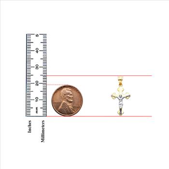 14K Two Tone Gold Cross with Jesus Pendant