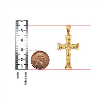 14K  Yellow Gold Fancy Crucufix Cross Pendant