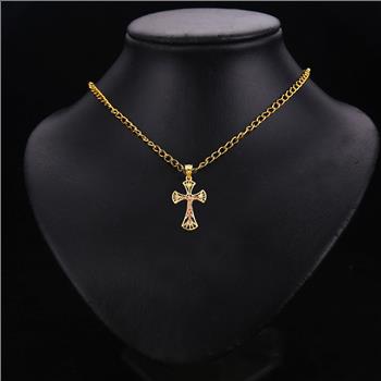 14K Two Tone Gold Crucufix Cross Pendant