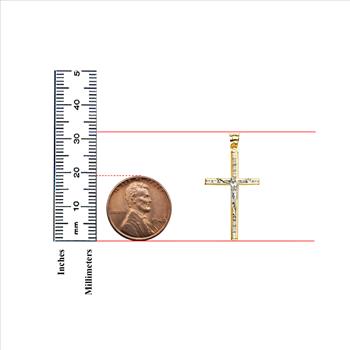 14K Two Tone Cubic zirconia Crucufix Cross Pendant