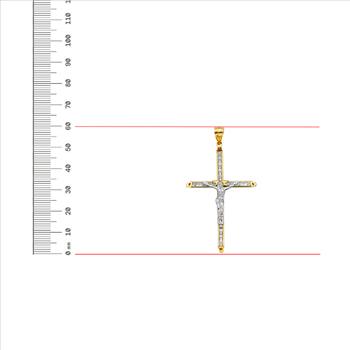 14K Two Tone Cubic zirconia Crucufix Cross Pendant