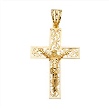 14K Yellow Gold Crucufix Cross Pendant