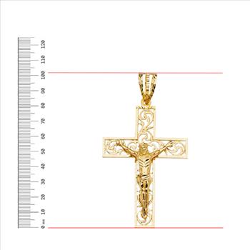14K Yellow Gold Crucufix Cross Pendant