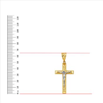 14K Two Tone Crucufix Cross Pendant