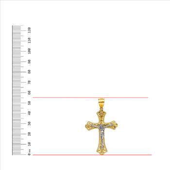 14K Two Tone Crucufix Cross Pendant