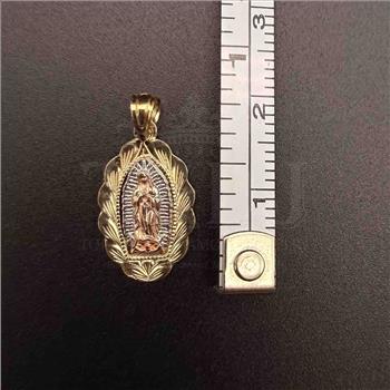 14K Tri Color Gold Religious Our Lady of Guadalupe Pendant