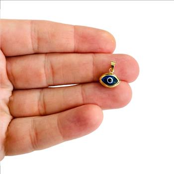14K Yellow Gold Evil Eye Pendant