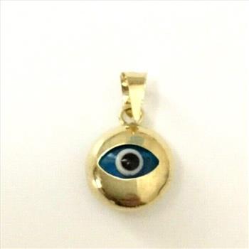 14K Yellow Gold Evil Eye Pendant