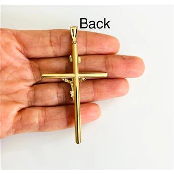 14K Two Tone Gold Crucufix Cross Pendant