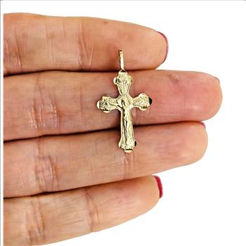 14K Yellow Gold Crucufix Cross Pendant