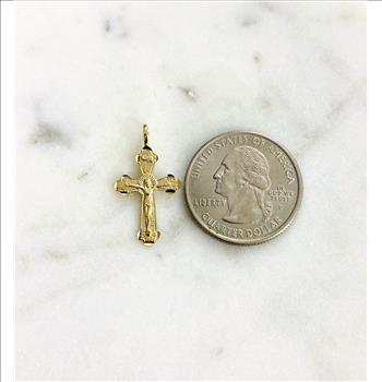 14K Yellow Gold Crucufix Cross Pendant