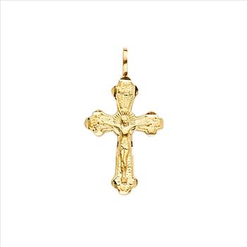 14K Yellow Gold Crucufix Cross Pendant