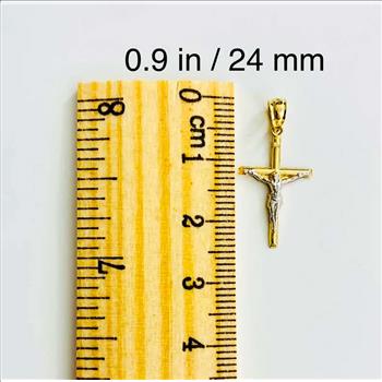 14K Two Tone Gold Crucufix Cross Pendant