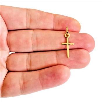 14K Yellow Gold Solid Latin Cross Pendant