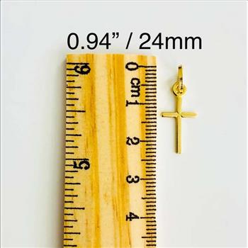 14K Yellow Gold Solid Latin Cross Pendant