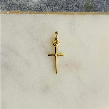 14K Yellow Gold Solid Latin Cross Pendant