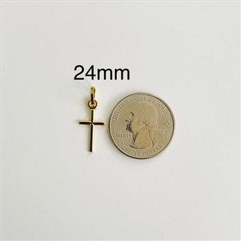 14K Yellow Gold Solid Latin Cross Pendant