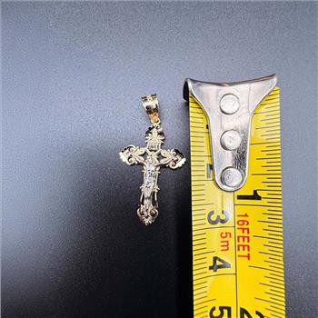 14K Two Tone Gold Crucufix Cross Pendant