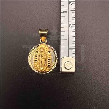 14K Tri Color Gold Religious Stamp Pendant