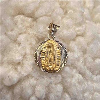 14K Tri Color Gold Religious Stamp Pendant