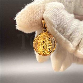 14K Tri Color Gold Religious Stamp Pendant