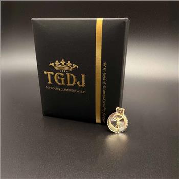 14K Tri Color Gold Religious Stamp Pendant