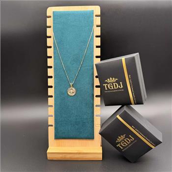 14K Tri Color Gold Religious Stamp Pendant