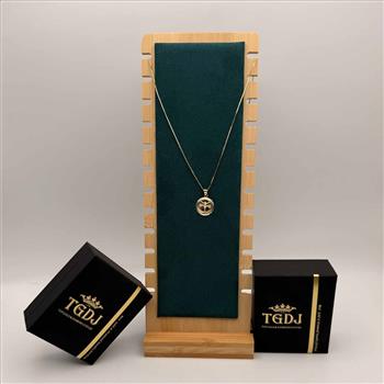 14K Yellow Gold Religious Stamp Pendant