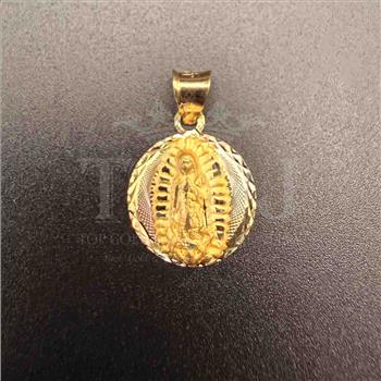 14K Tri Color Gold Religious Stamp Pendant
