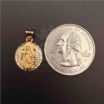 14K Tri Color Gold Religious Stamp Pendant