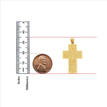 14K  Yellow Gold Padre Nuestro Cross Pendant