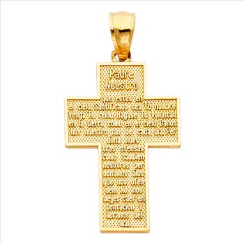 14K Yellow Gold Padre Nuestro Cross Pendant