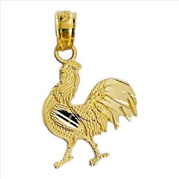 14K Yellow Gold Rooster Pendant
