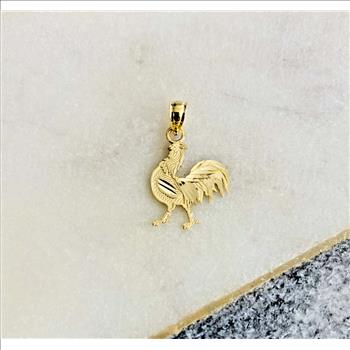 14K Yellow Gold Rooster Pendant