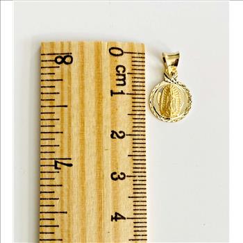 14K Yellow Gold Religious Stamp Pendant