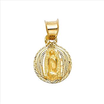14K Yellow Gold Religious Stamp Pendant