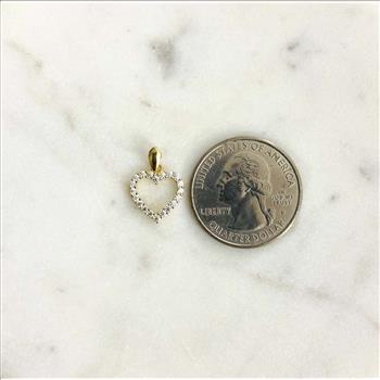 14K  Yellow Gold Cubic zirconia Heart Pendant