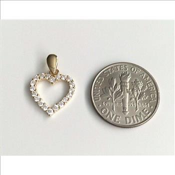 14K  Yellow Gold Cubic zirconia Heart Pendant