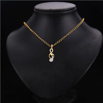 14K Two Tone Gold cubic zirconia The Treble Clef Pendant
