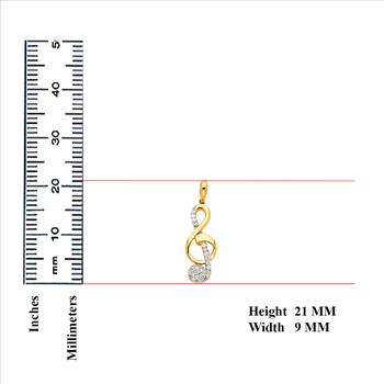 14K Two Tone Gold cubic zirconia The Treble Clef Pendant