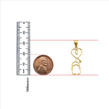 14K Yellow Gold Stethoscope Pendant