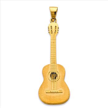 14K Yellow Gold Guitar Pendant