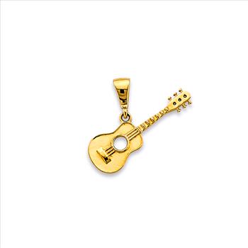14K Yellow Gold Guitar Pendant