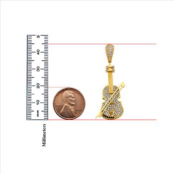 14K Two Tone Gold cubic zirconia Violin Pendant
