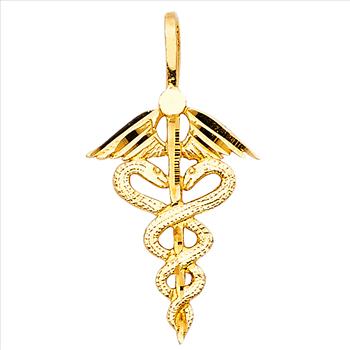 14K Yellow Gold Symbol of Medical Service Pendant
