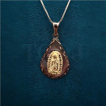 14K Tri Color Gold Religious Stamp Pendant