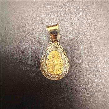 14K Tri Color Gold Religious Stamp Pendant