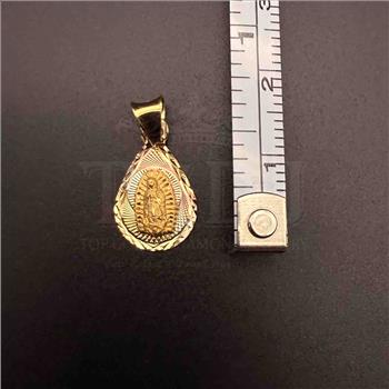 14K Tri Color Gold Religious Stamp Pendant