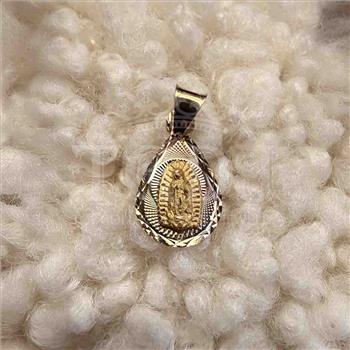 14K Tri Color Gold Religious Stamp Pendant