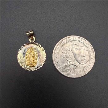 14K Tri Color Gold Religious Stamp Pendant